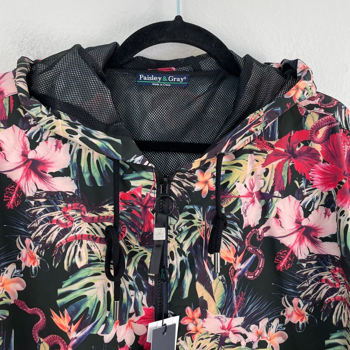 NEW $170 Paisley & Gray Mens Large Dark Tropic Windbreaker NEW $170 Paisley & Gray Mens Large Dark Tropic Windbreaker