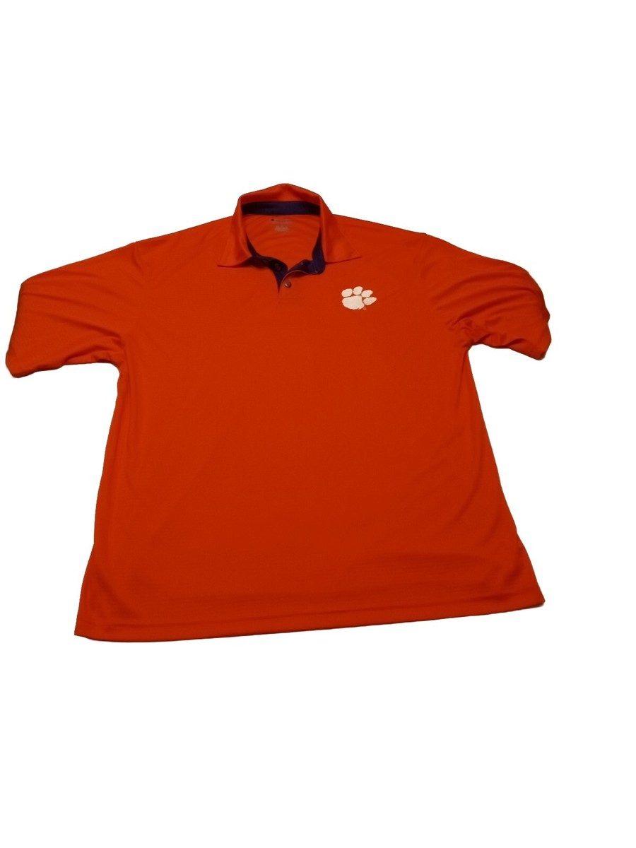 Clemson Tigers Champion Mens Polo Shirt XL Orange Short Sleeve