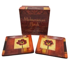 Mediterranean Florals Poppy Mini Plates (2) Kimberly Poloson Microwave Safe