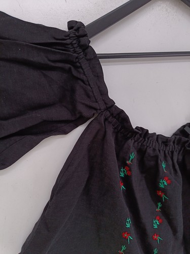 Topshop Women's Top UK 12 Black Linen with Polyester, Viscose Basic - Picture 4 of 5
