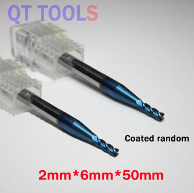 2Pcs 2MM HRC65 4 Flutes Tungsten Carbide End Mill CNC Milling Cutter Drill