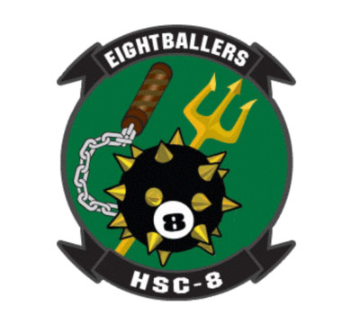 4'' navy hsc-8 eight ballers squadron bumper sticker decal