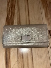 Fossil Pebbled Leather Trifold Wallet Shimmer Tan