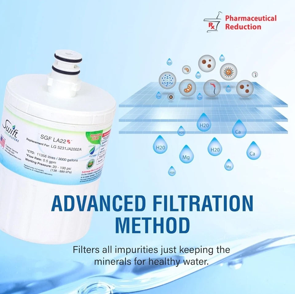 Swift GREENFILTERS Refrigerator Filter SGF-LA22, REPLACEMENT FOR LG 5231JA2002A - Image 3 of 4