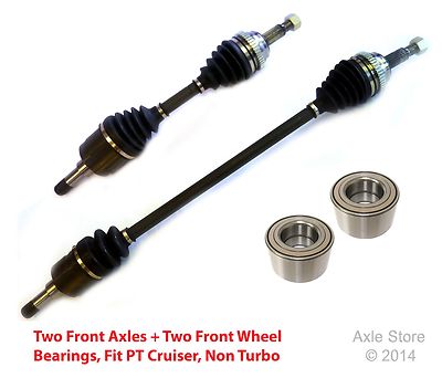 2 New DTA CV Axles with 2 Front Bearings Fit PT Cruiser Non Turbo