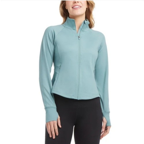 Jockey Ladies' XXL Zip Yoga Jacket Blue Artic Pockets Stretch Stand Collar NWT