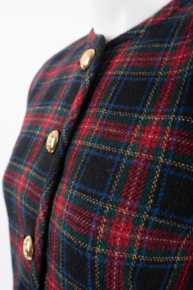 Blazer Traje Chaqueta Orvis Mujer Talla 8 Rojo Verde Azul Cuadros Lana De Colección EE. UU. Foto 2 de 4