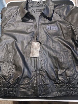 NRA Life Member Burk's Bay Mens Leather Jacket Size 3XL