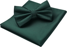Bow Ties for Men Solid Color Pre-Tie Bow Tie and Pocket Square Set Classic Forma