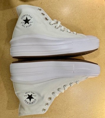Converse Women Size 8.5 White Chuck Taylor All Star Move Hi 568498C New with Box