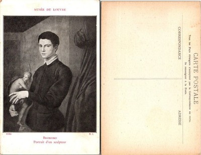 Musee du Louvre Bronzino Portrait d'un sculpteur Postcard France Vintage Art