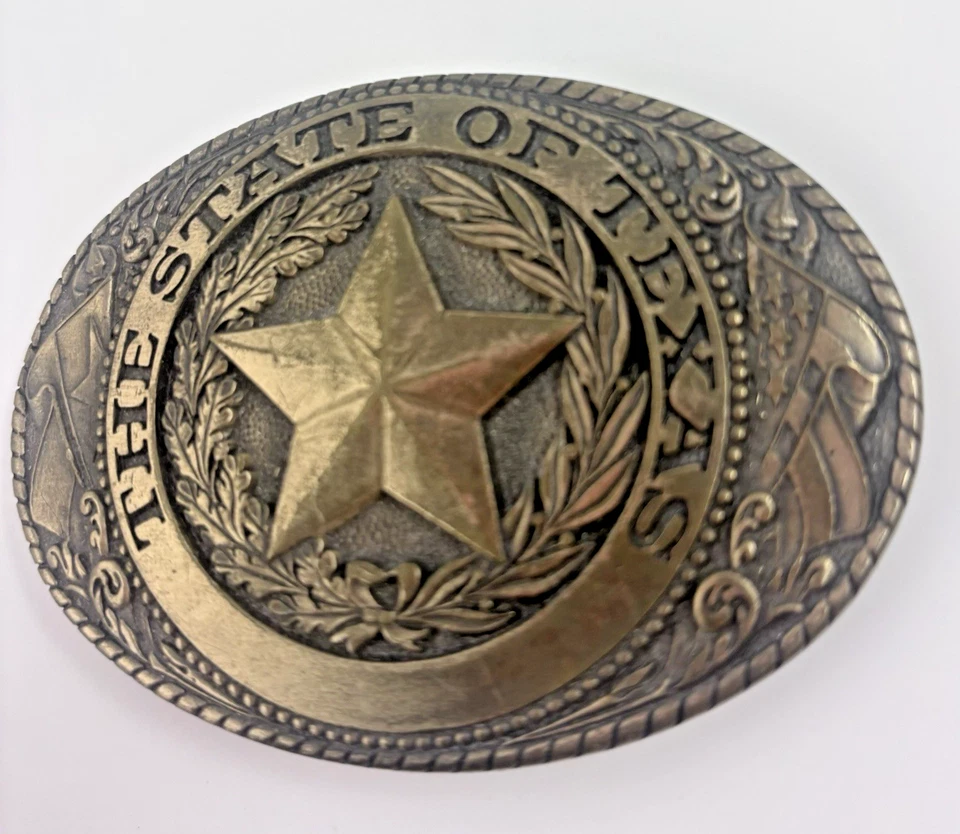 🤠Hebilla de cinturón de latón macizo Tony Lama “State of Texas” de colección - Western Cowboy🤠 Foto 4 de 4
