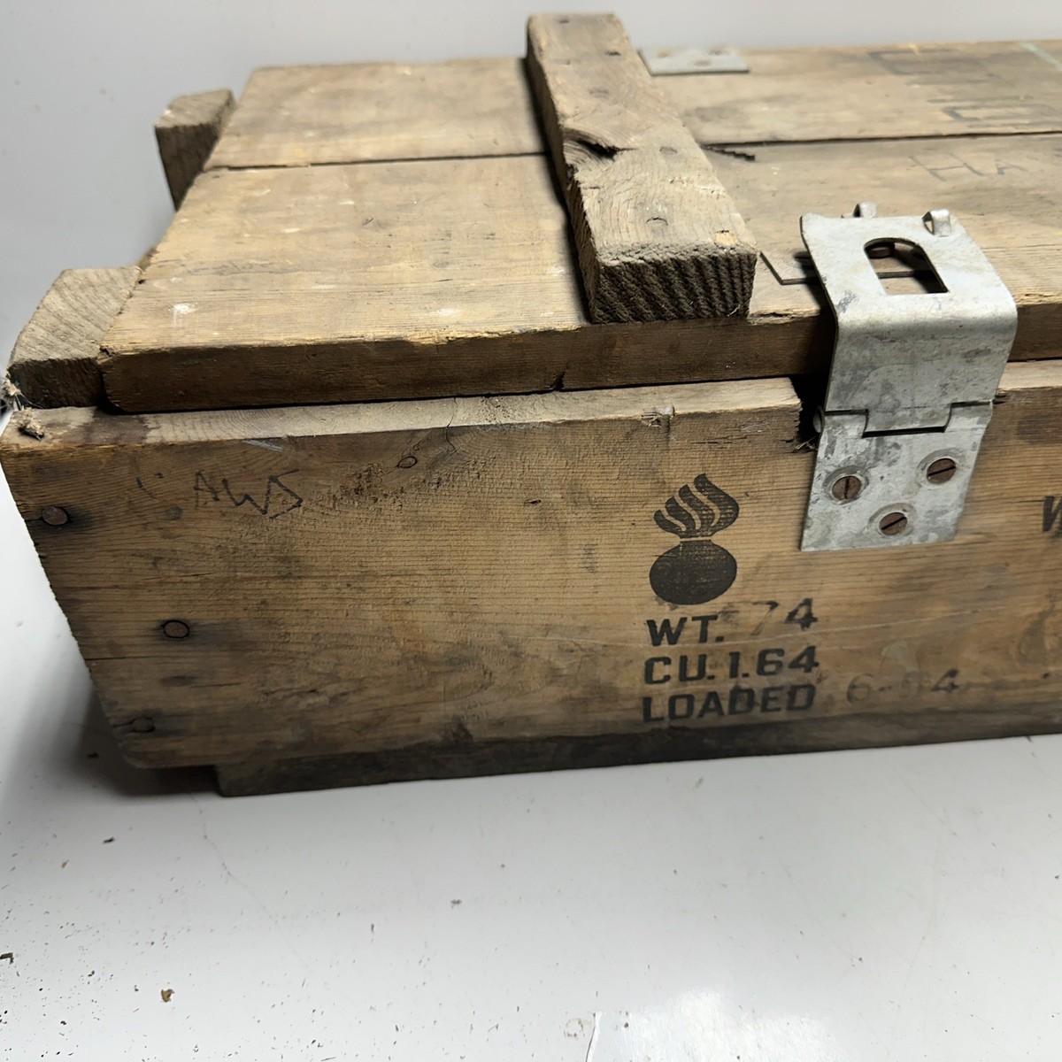 Vintage Wood Crate Box Ammunition For Cannon Explosive Projectiles