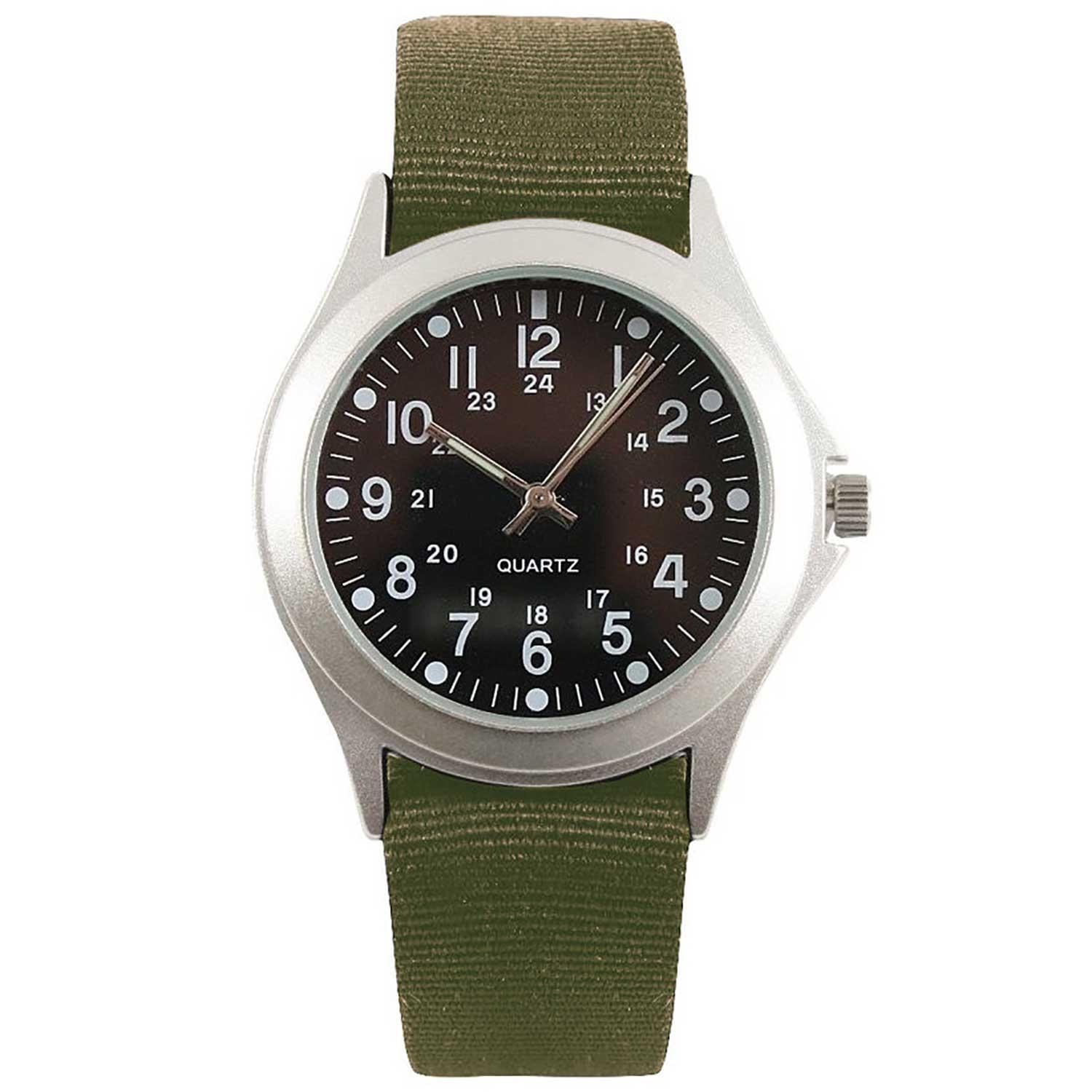 Military Style Quartz Watch, Olive Green