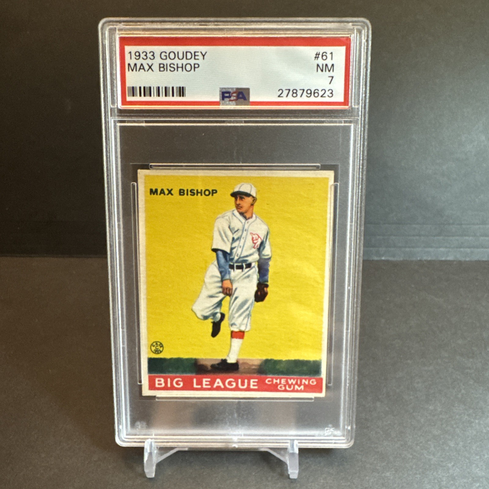 1933 Goudey BIG LEAGUE Baseball #61 Max Bishop ATHLETICS - PSA 7 NM