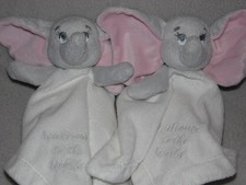 Matalan Dumbo elephant comforter soft toy TWO white Welcome To The World blankie