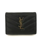 EGA Saint Laurent Cassandra V Stitch Leather Bifold Wallet Black/6CE1982
