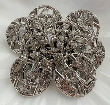 10PC Silver Leave Vines Metal Buttons with Shank 25mm