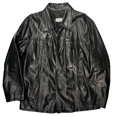 MENS VINTAGE ITALIAN TERRANOVA LEATHER JACKET OFFICERS CARGO POCKETS XL ITALY