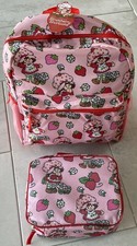  NEW 2 PIECE STRAWBERRY   SHORTCAKE BACKPACK LUNCH BOX SET TOTE BAG PINK RED