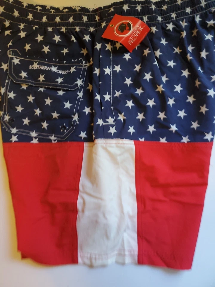 NWT XXL Southern Proper Men's Old Glory U.S. Flag Swim Trunks/Shorts 3 Pockets  - Image 2 of 4