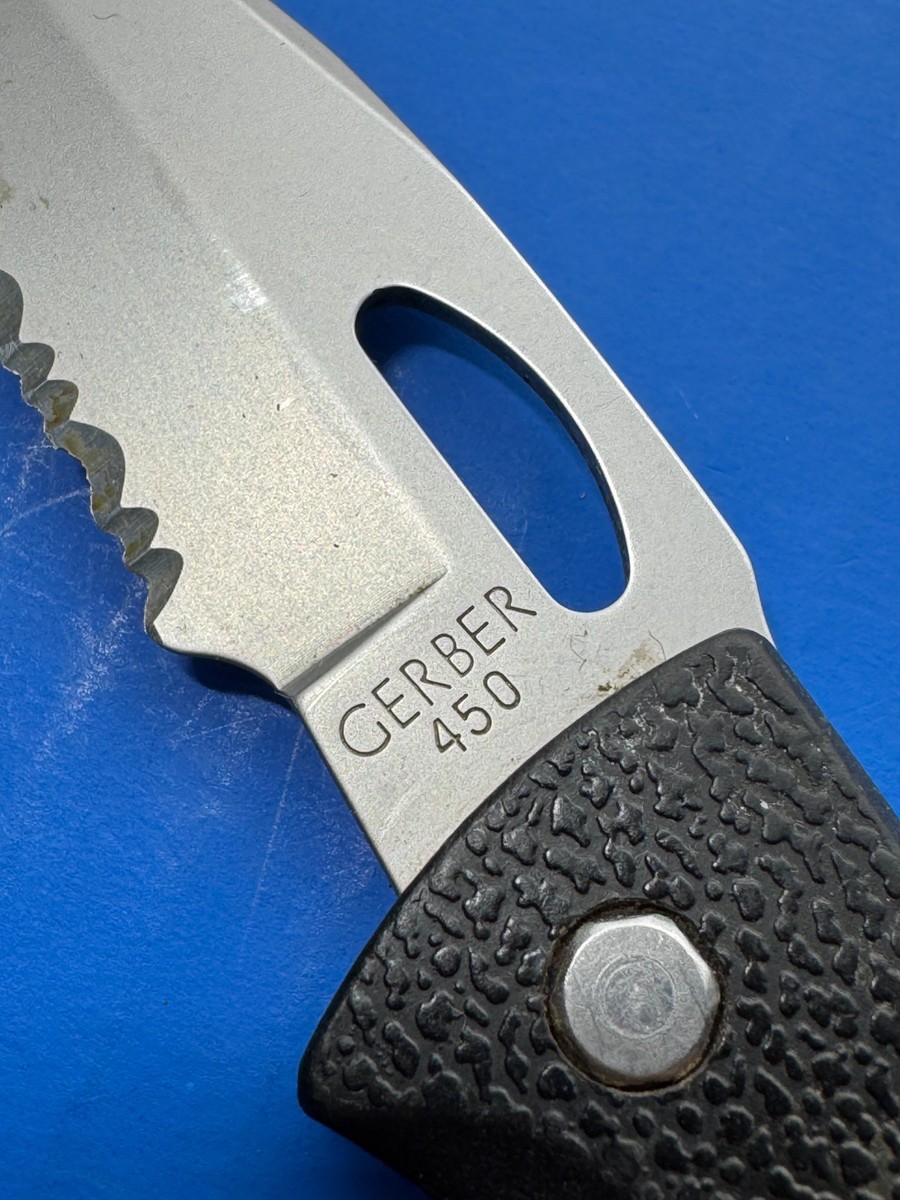 Gerber 450 EZ Out Pocket Knife Lockback combo Edge Blade | eBay