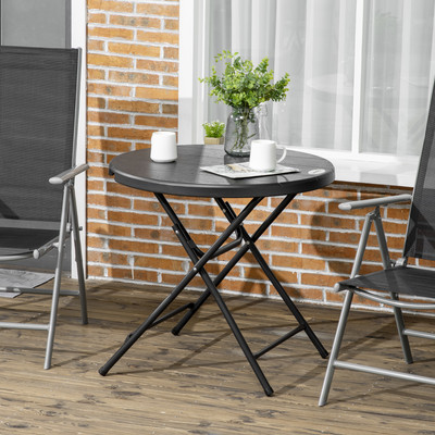 Outsunny Gartentisch, Runder Klapptisch, Ø80 cm Beistelltisch für 4 Personen