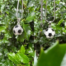 3D Soccer Ball Necklace Pendant made with Swarovski Crystals 16  Chain Included