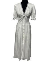 Reformation Ketra Dress Women's Size 4 Ivory/White Lace Trim Button Up NWT