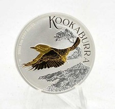 1 OZ Srebro Kookaburra 2026 z aplikacją złota