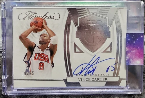 2021-22 Panini Flawless Vince Carter Auto Card #'d 9/25 Raptors Autograph 