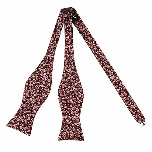  Pajarita floral autoatada para hombre con cuadrado de bolsillo 045-rosa+blanco+rojo oscuro Foto 3 de 4