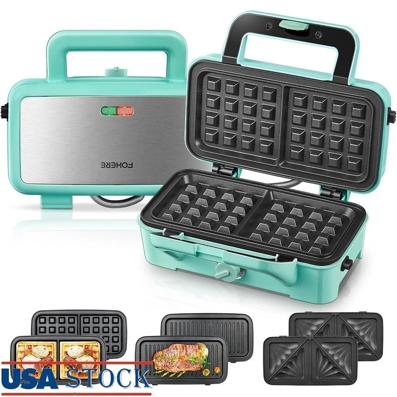 1200W 3in1 Sandwich Waffle Maker Nonstick Easy Clean Portable Panini Press New