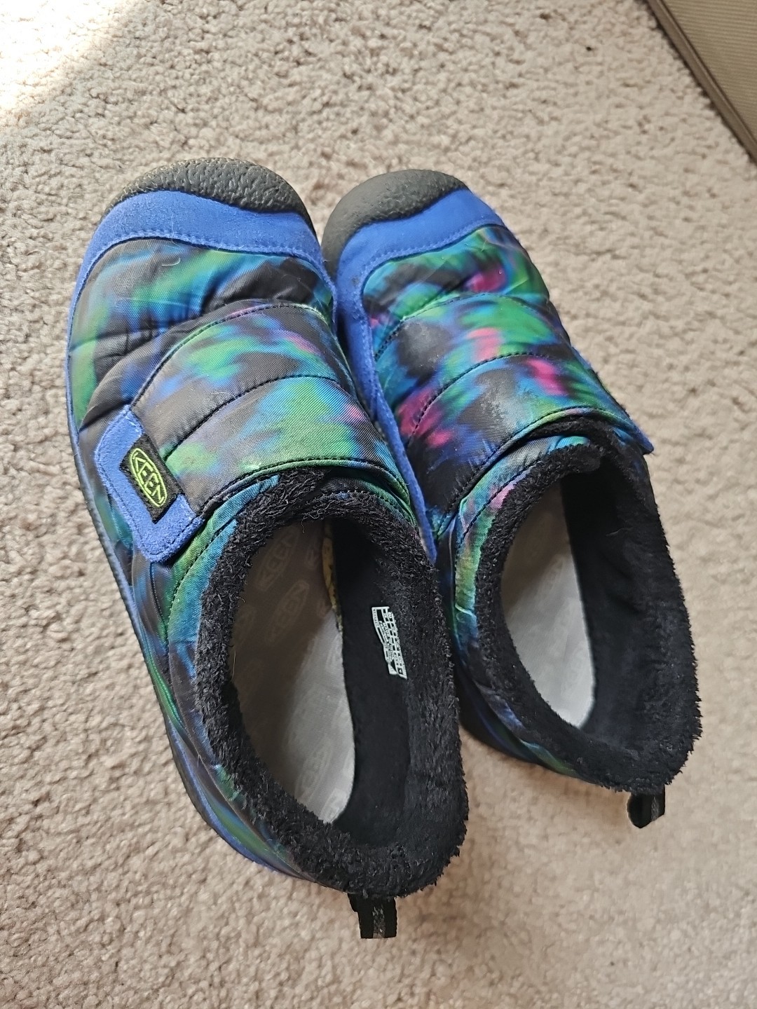 Scarpe Montessori bambino taglia 3 M verde blu tessuto gancio e passante Keen