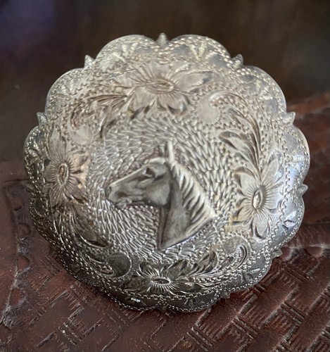 Rare KEYSTON Bros STERLING Silver Saddle Horn Cap Horse Head Concho Vintage