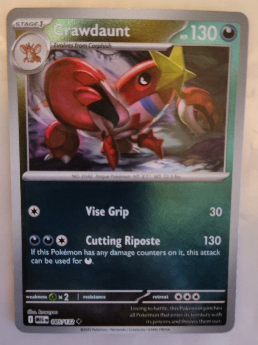Crawdaunt 085/132 ME01 Mega Evolution Reverse Holo Near Mint