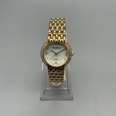 Elgin II Women\'s Gold-Tone Crystal Accent Bracelet Watch WOMENS ELGIN Elgin II Rhinestone Vintage Watch Two-tone  main image 4