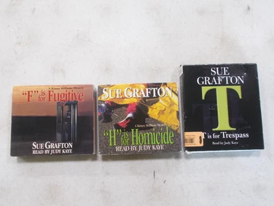 3 SUE GRAFTON # AUDIO BOOKS CD F FFUGITIVE H HOMICIDE T TRESPASS - Image 1 of 3