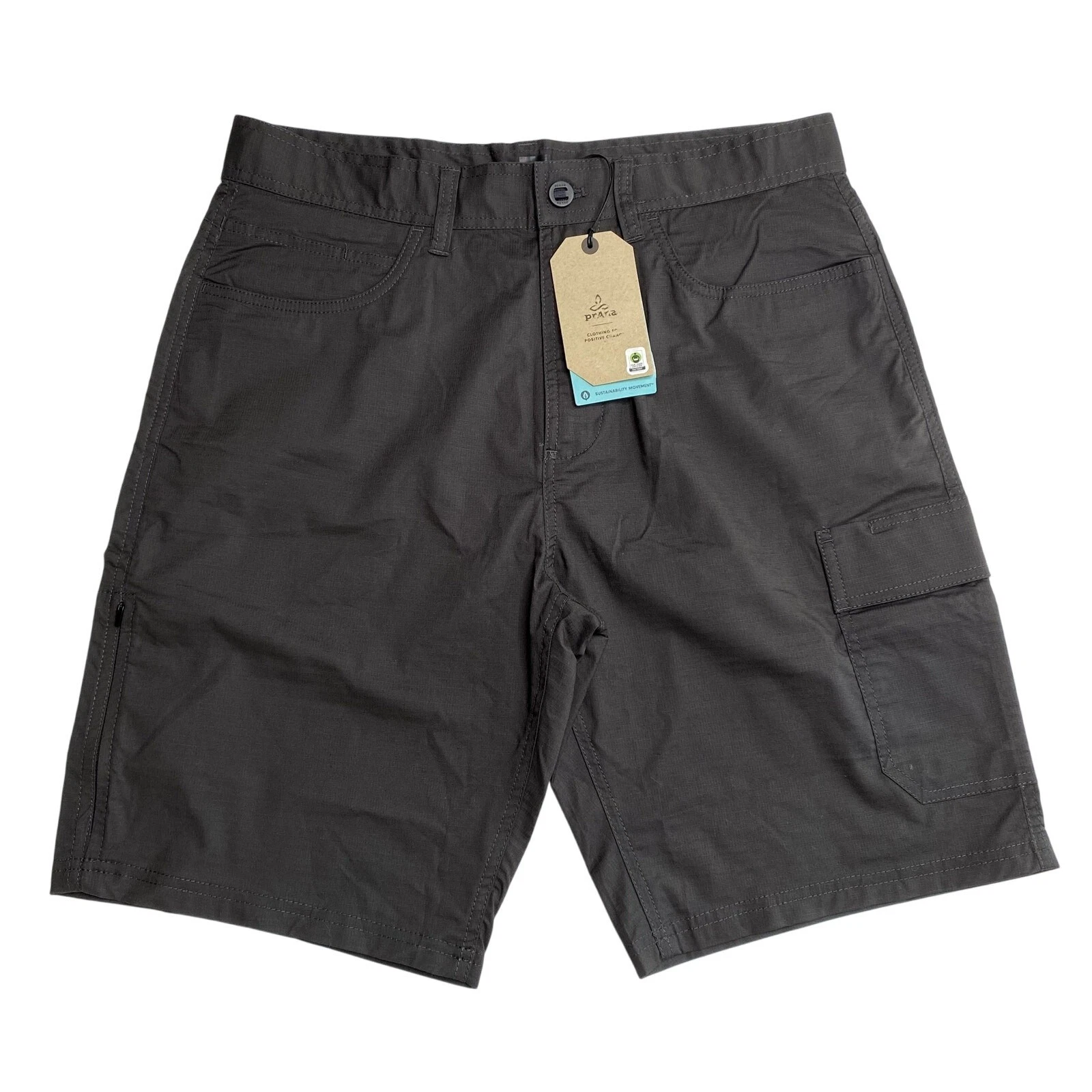 NEW Prana Double Peak Shorts Men's Size 31 Charcoal Gray Standard Fit Pockets