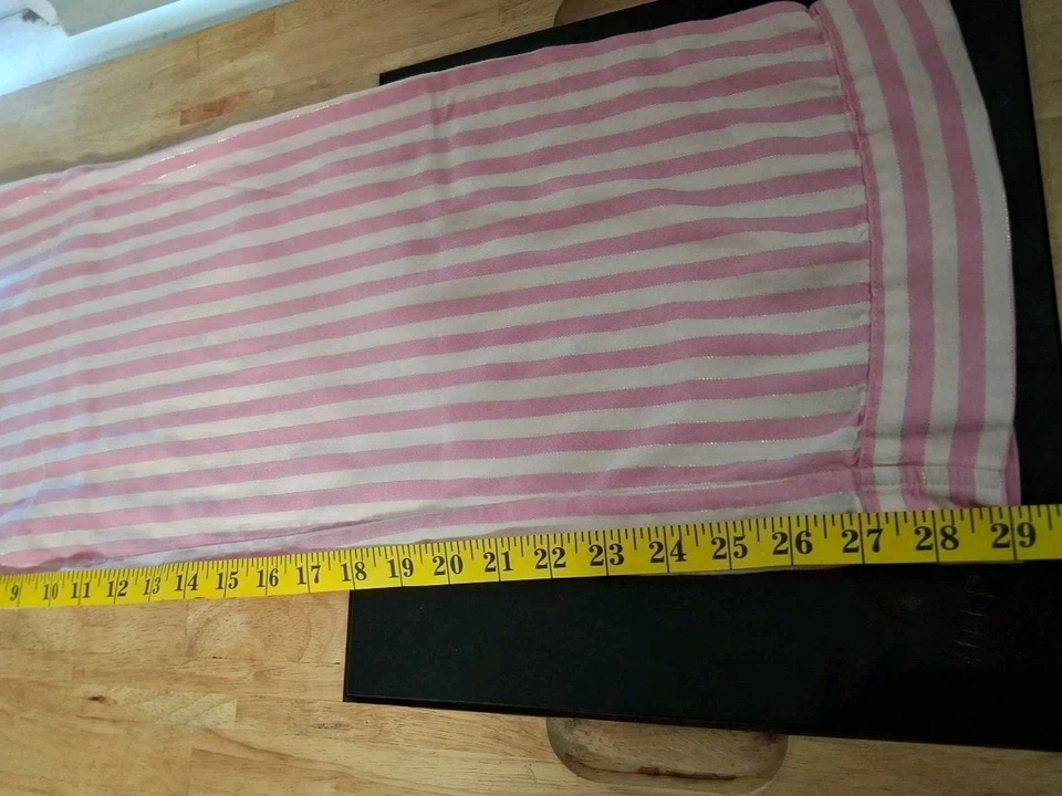 Conjunto de pijama para mujer Victoria’s Secret S/P mezcla de algodón rosa blanco a rayas plateado Foto 3 de 4