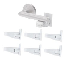 6 Packs Child Safety Door Lever Locks, No Drill Baby Proof Handle Lock White