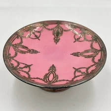 Antique Lenox Sterling Silver Overlay Pink Cake Plate BB&B Art Nouveau 1906–24