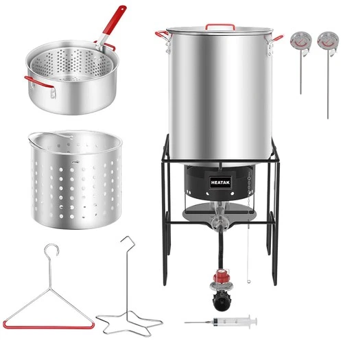 30 Qt Turkey Fryer & 10 Qt Fish Fryer Combo Kit with CSA Approved 50,000BTU B...