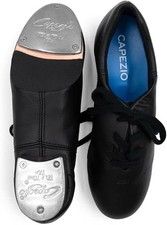 Capezio Flex Mastr Leather Lace Up Tap Shoes in Black