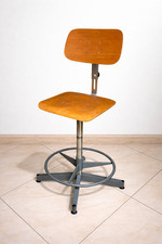 Sgabello industriale vintage regolabile acciaio laboratorio sartoria anni 80