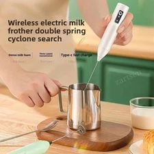Wireless Milk Frother Electric Type-C Handheld Blender Stainless Steel Mini