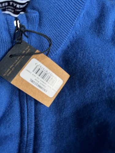 Maglione CHARLES TYRWHITT UOMO blu cobalto morbido 100% cashmere zip COLLO GRANDE nuovo - Foto 8 di 16