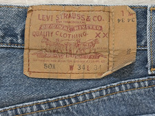 VINTAGE 1993 LEVIS 501 BLUE DENIM JEANS MADE IN USA MENS 34 X 34 BUTTON FLY VTG