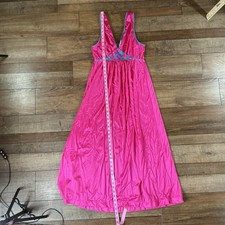 VTG Lorraine Nightgown Size S Pink Blue Embroidered Nylon Maxi Sleep Dress 43028