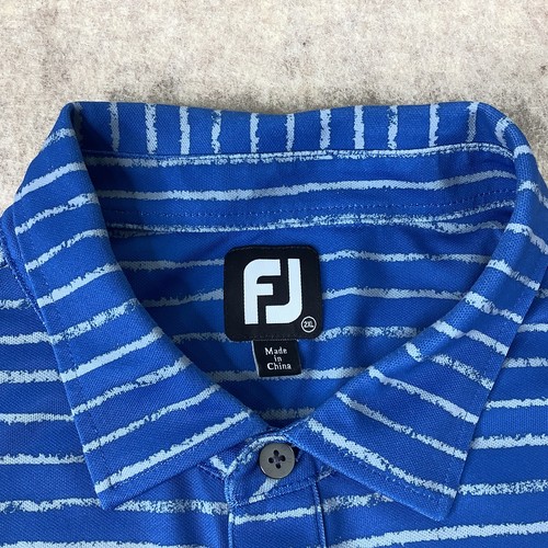 FootJoy FJ Poloshirt Herren 2XL Blau Grau Streifen Stretch Kurzarm Golf - Bild 2 von 12